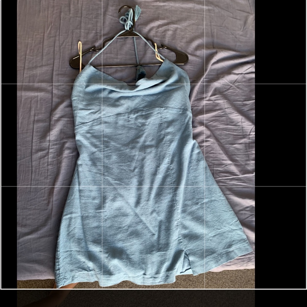 Light blue halter button up free people mini dress